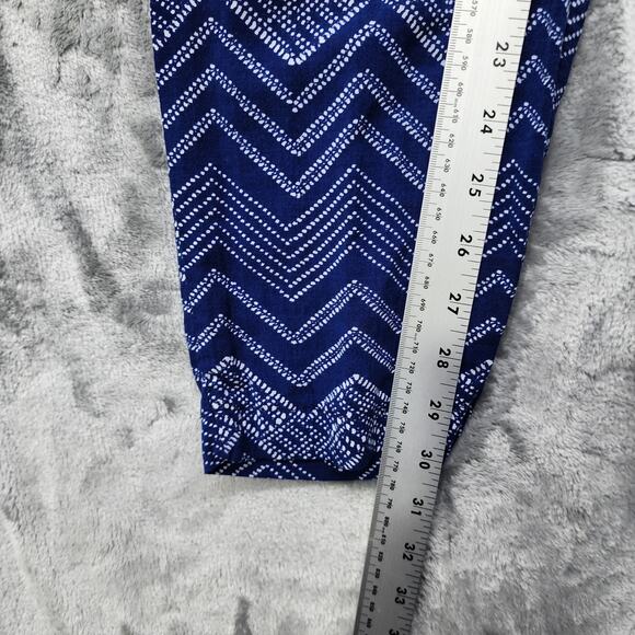 Be Bop Pants Womens L Blue White Chevron Printed Pull On Tapered Leg Pockets - Picture 8 of 10